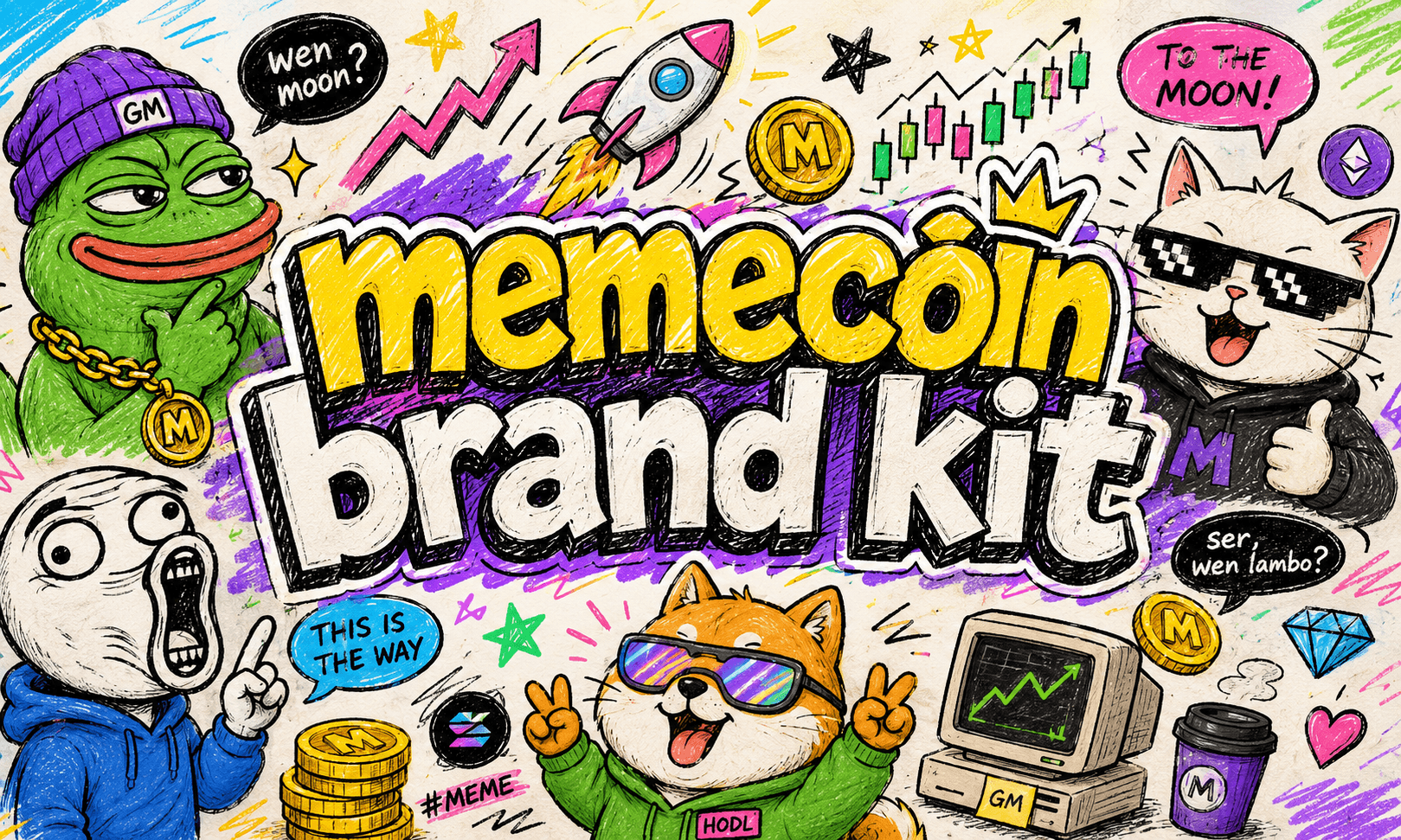 I will create a viral memecoin brand kit for your crypto project - Main Image