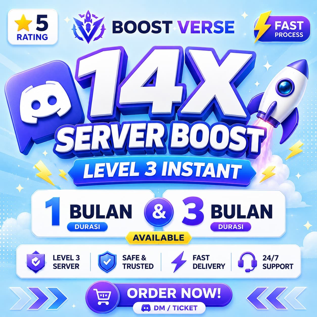 Boost your Discord server with 14x Boosts. Fast, secure & trusted. - Main Image